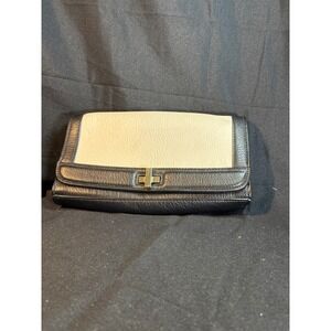 Black and Cream Clutch Evening Bag With Gold Clasp